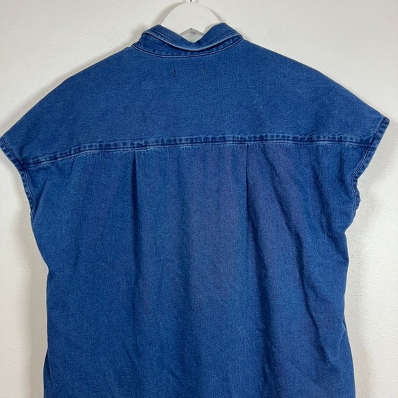 Outerknown Bee Denim Shirt Dress Sz. XS Blue Organic Cotton Button Front Relaxed - Picture 11 of 12